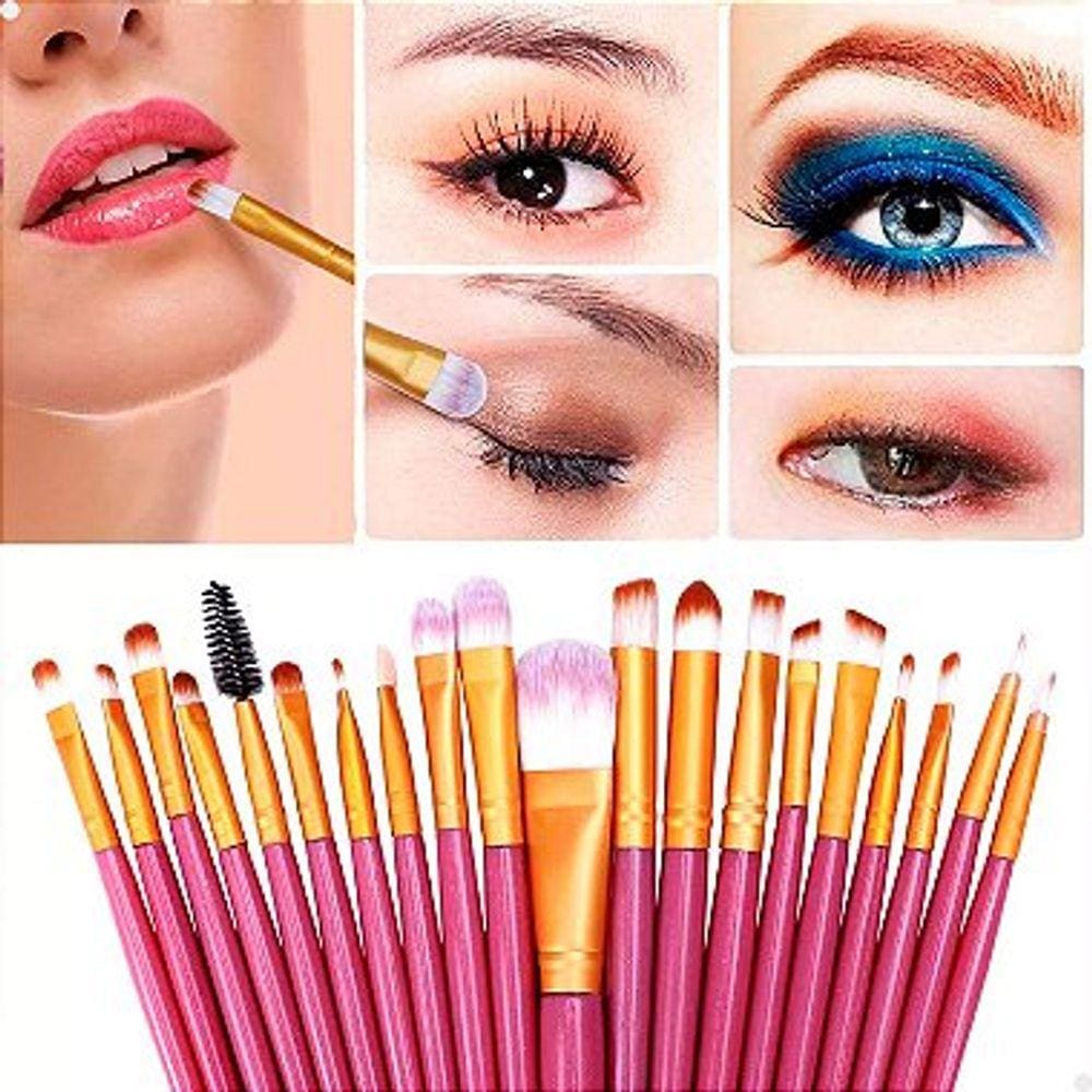 Kit Completo 20 Pincéis Profissionais para Maquiagem Lorben com Estojo