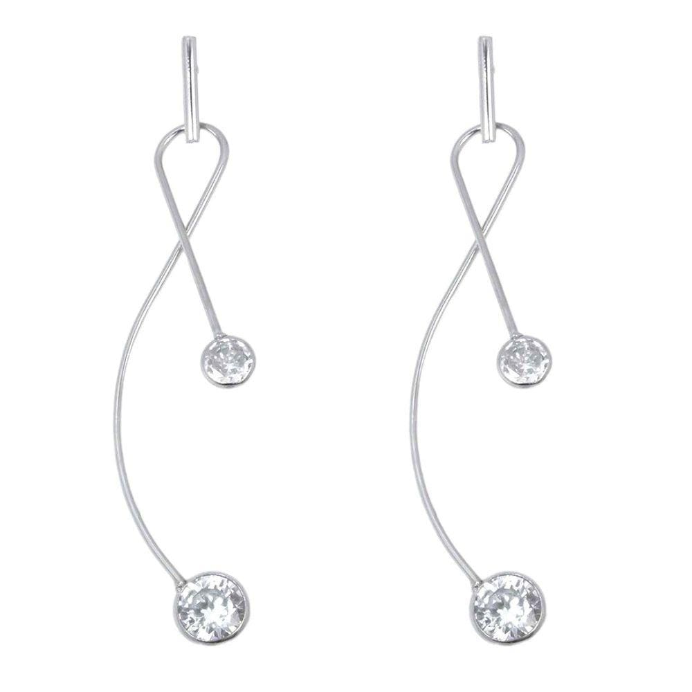 Brinco Fio Longo com Ponto de Luz Aço Inoxidável