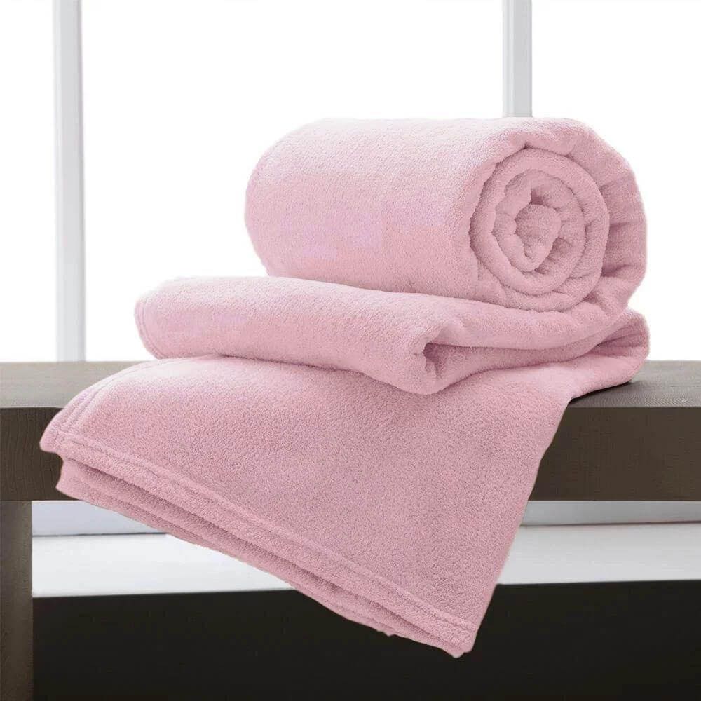 Manta de Microfibra Solteiro Andreza Rosa 1,50m x 2,20m
