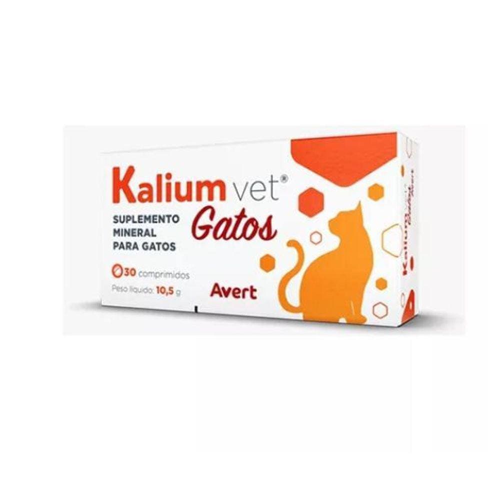 Kalium Vet Avert Suplemento Mineral Cães E Gatos 30 Comp