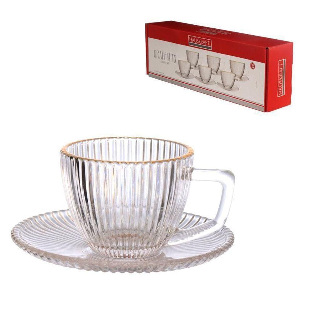 Xícara Para Cafe Graffiato Borda Dourada 90Ml 6 Peças