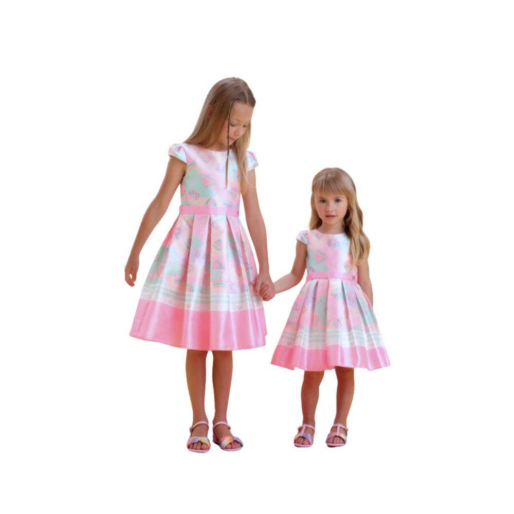 Vestido Festa Infantil Verão Petit Cherie Rosa Luxo