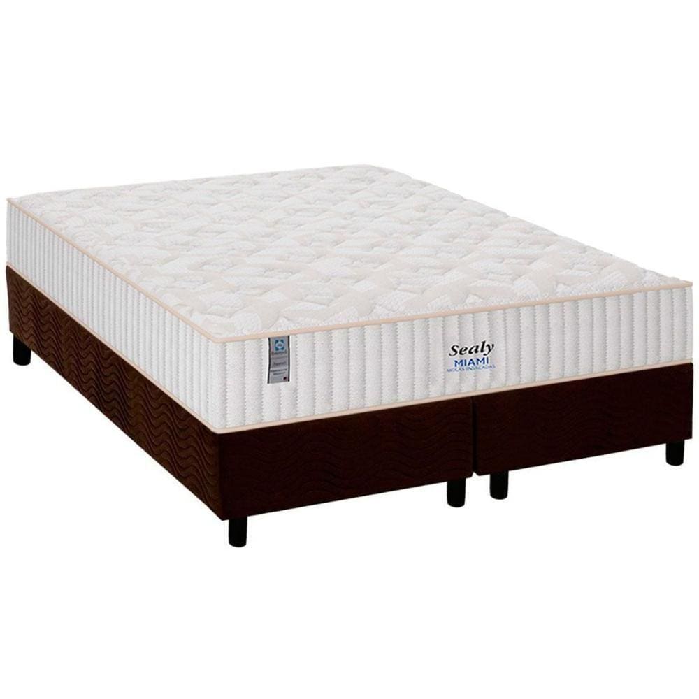 Cama Box King: Colchão Molas Ensacadas Plumatex MasterPocket Miami + Base CRC Suede Brown(193x203)