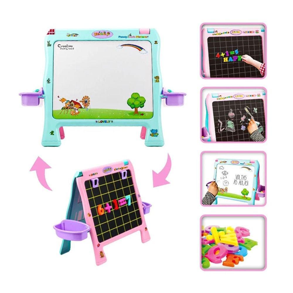 Lousa Infantil 2 Em 1 - Quadro Magnético E Quadro Negro - Imagina Kids - Bbr Toys