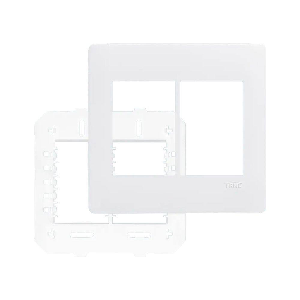 Placa Com Suporte Fame Habitat 4x4 Para 6 Módulos Horizontais Branca
