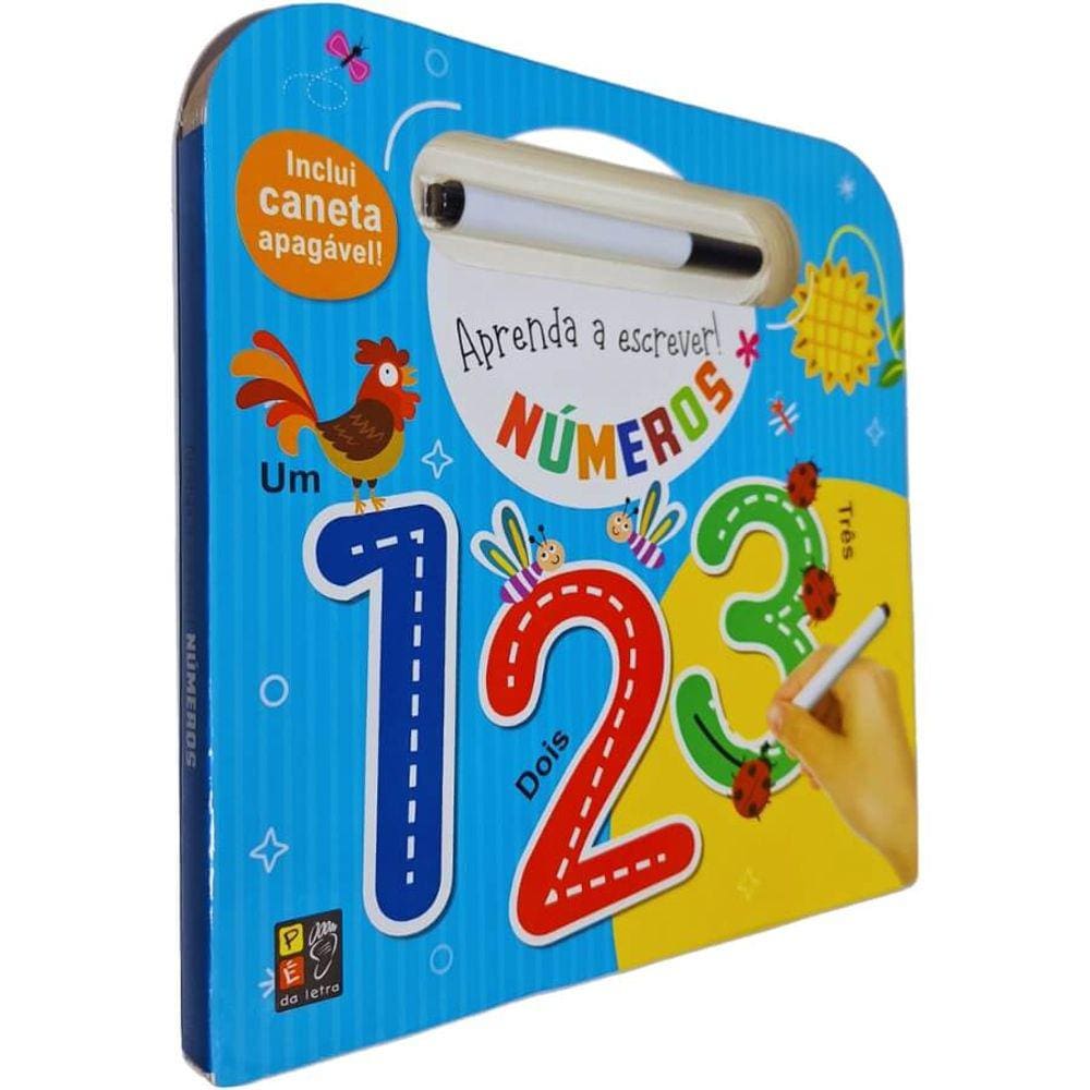 Livro Físico Infantil Cartonado Aprenda a Escrever!: Números Inclui Caneta Apagável