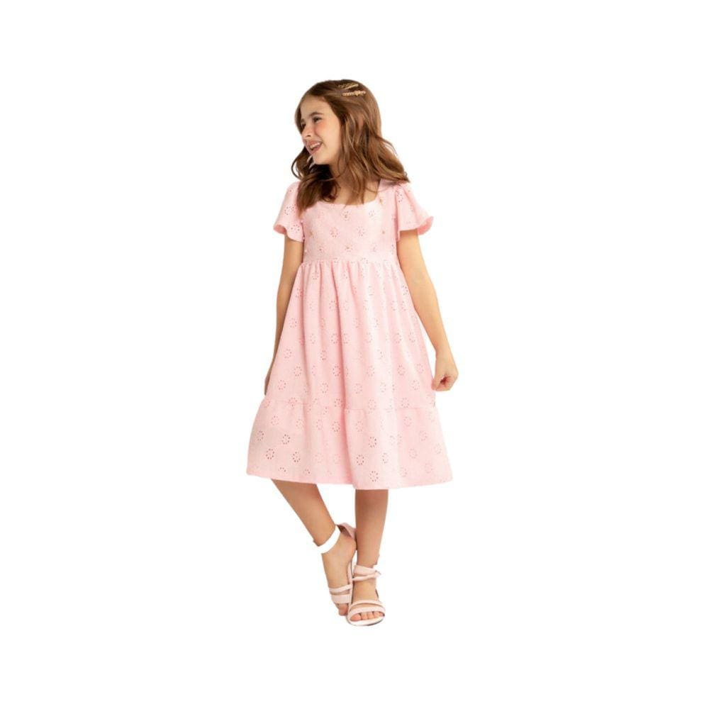 Vestido Infantil Verao Munlie Rosa tam 12