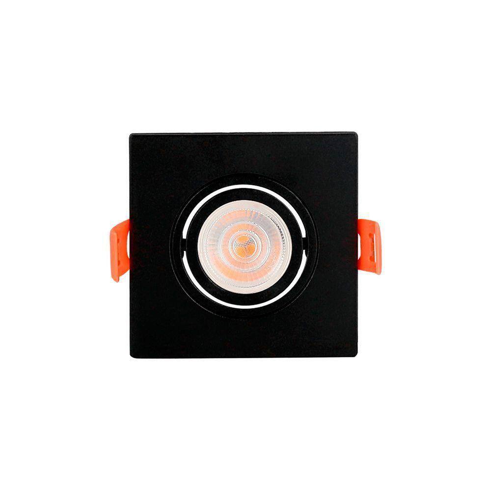 Spot De Embutir Plano Mbled Para 1 Lâmpada Par 20 Quadrado Preto