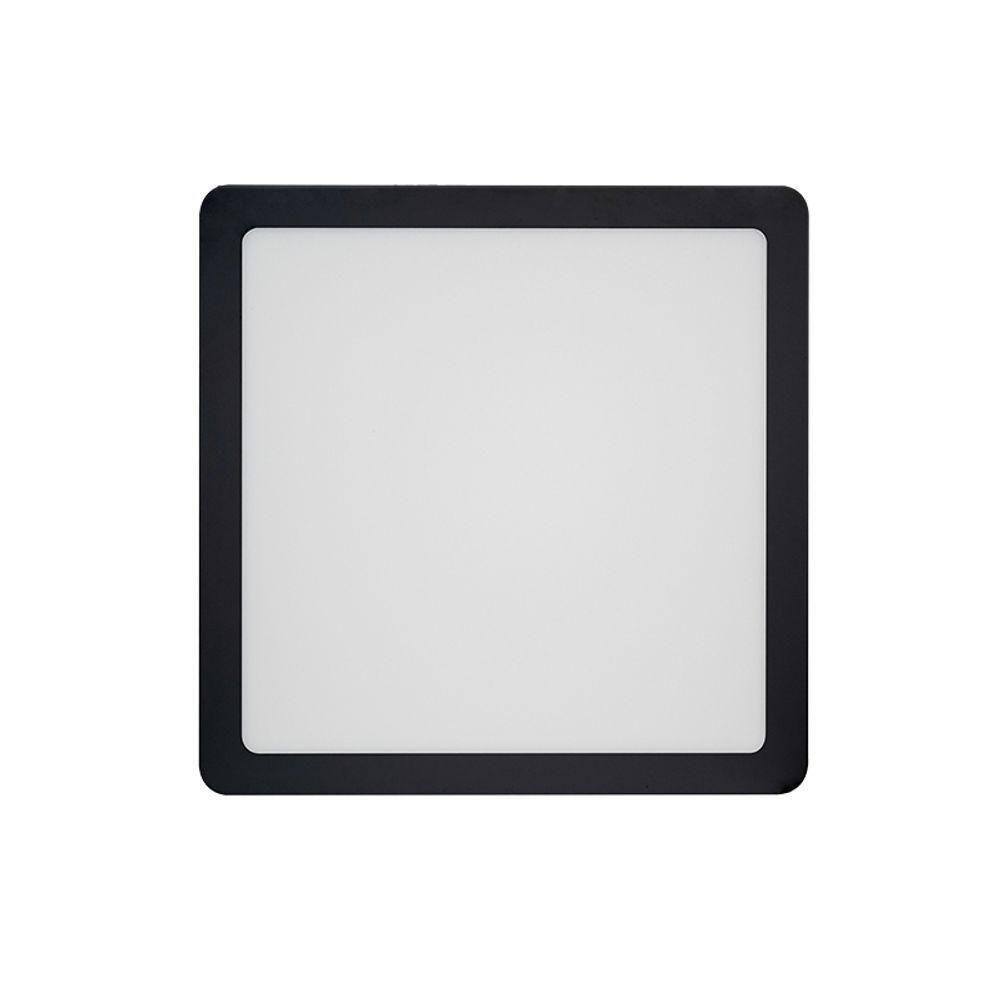 Painel De Led Blumenau Quadrado De Sobrepor 18w Bivolt Preto 6500k Luz Branca