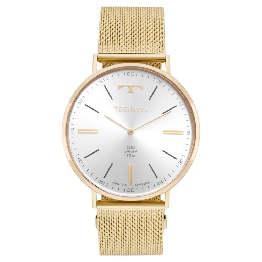 Relógio Technos Masculino Ref: 2025ltz/1c Slim Mesh Dourado