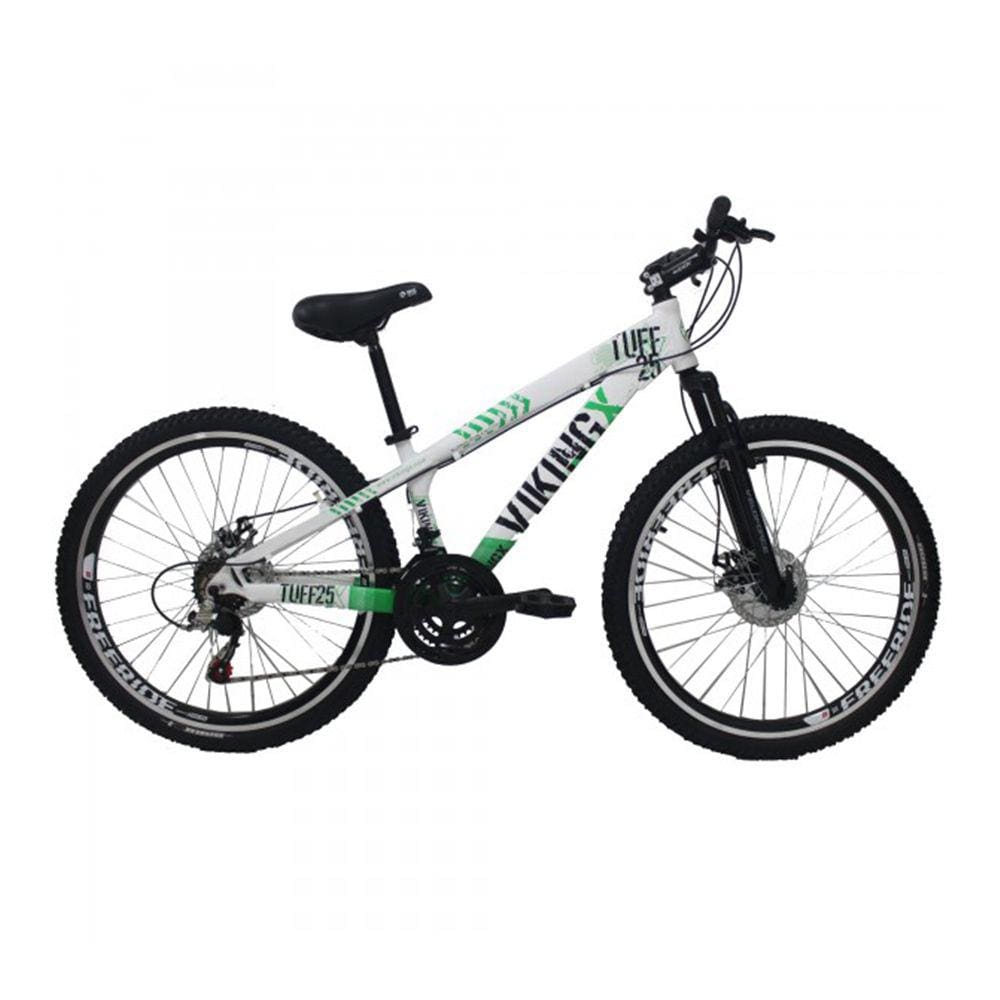 Bicicleta Tuff25 Freeride Aro 26 Freio A Disco 21 Velocidades Câmbios Shimano Branco/verde - Vikingx