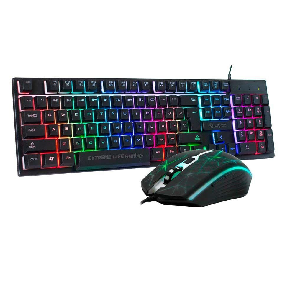 Combo Gamer Teclado + Mouse 3200DPI LED 7 Cores - ELG