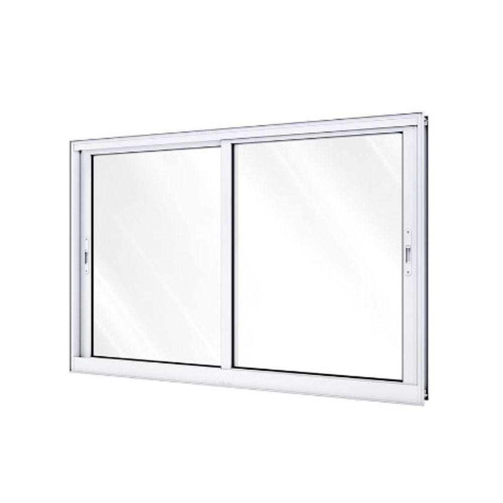 Janela 100x200 2 Folhas Vidro -Alumínio Branco - Linha 25 Suprema.