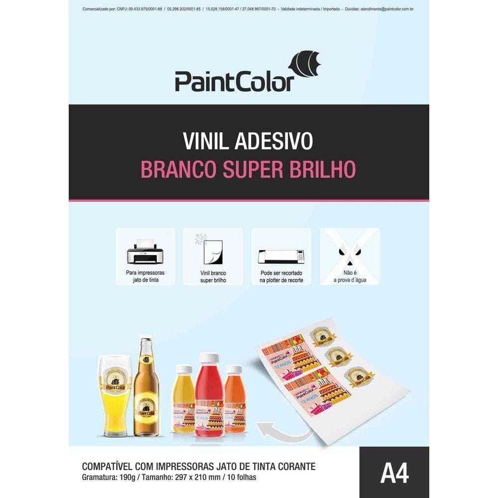 Vinil Adesivo para Impressão Branco 190g A4 - 10 Folhas