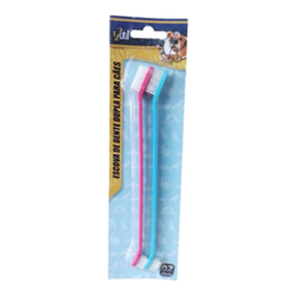 Escova De Dente Dupla Para Cães 2 Peças (Ps6)