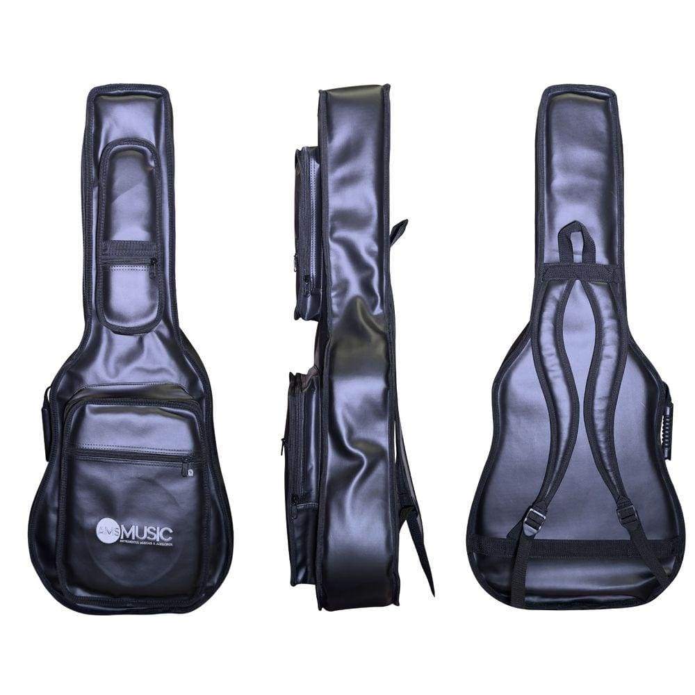 CAPA P/ VIOLÃO CLÁSSICO PREMIUM COURO "AMS" PRETO