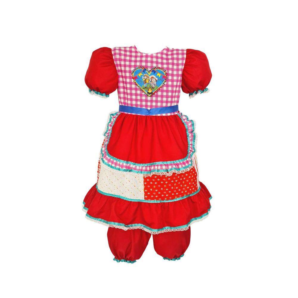 Vestido Coração Vermelho Infantil Festa Junina Caipira