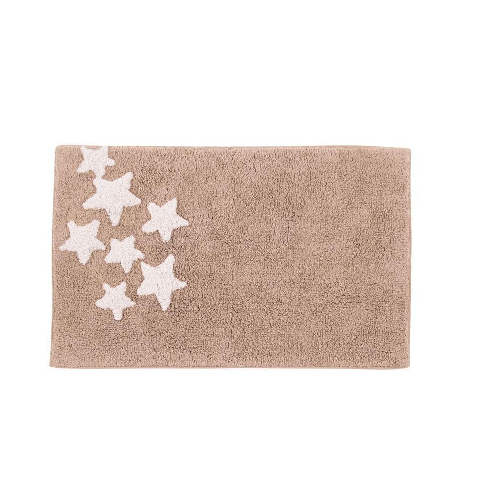 Tapete De Banheiro Quarto Kids Infantil Bebê Algodão Retangular Vizapi Star 50x80Cm Cinza Gris Branco