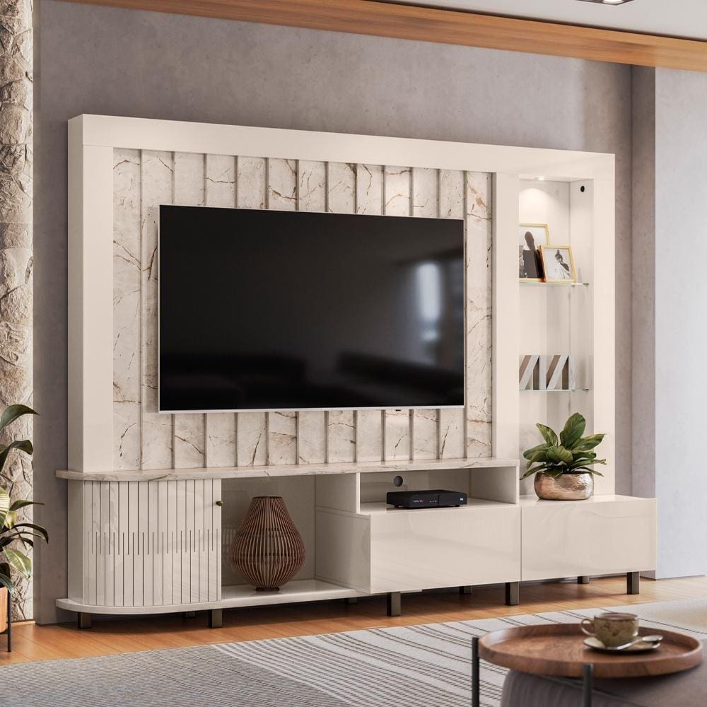 Home Theater 01 Porta 02 Gavetas Le Mans Calacata Off White Madetec