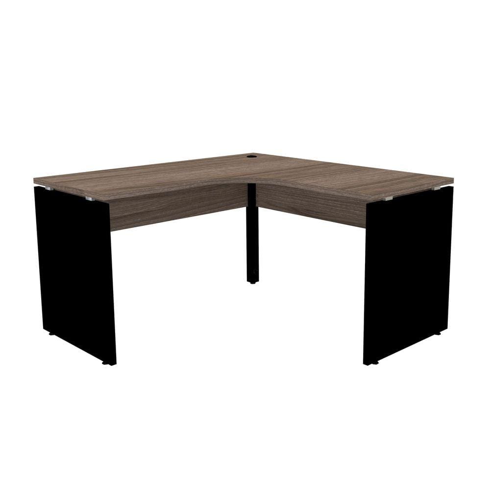 Mesa Em L P/ Escritório 135X135 Pandin P25 - Walnut/Preto