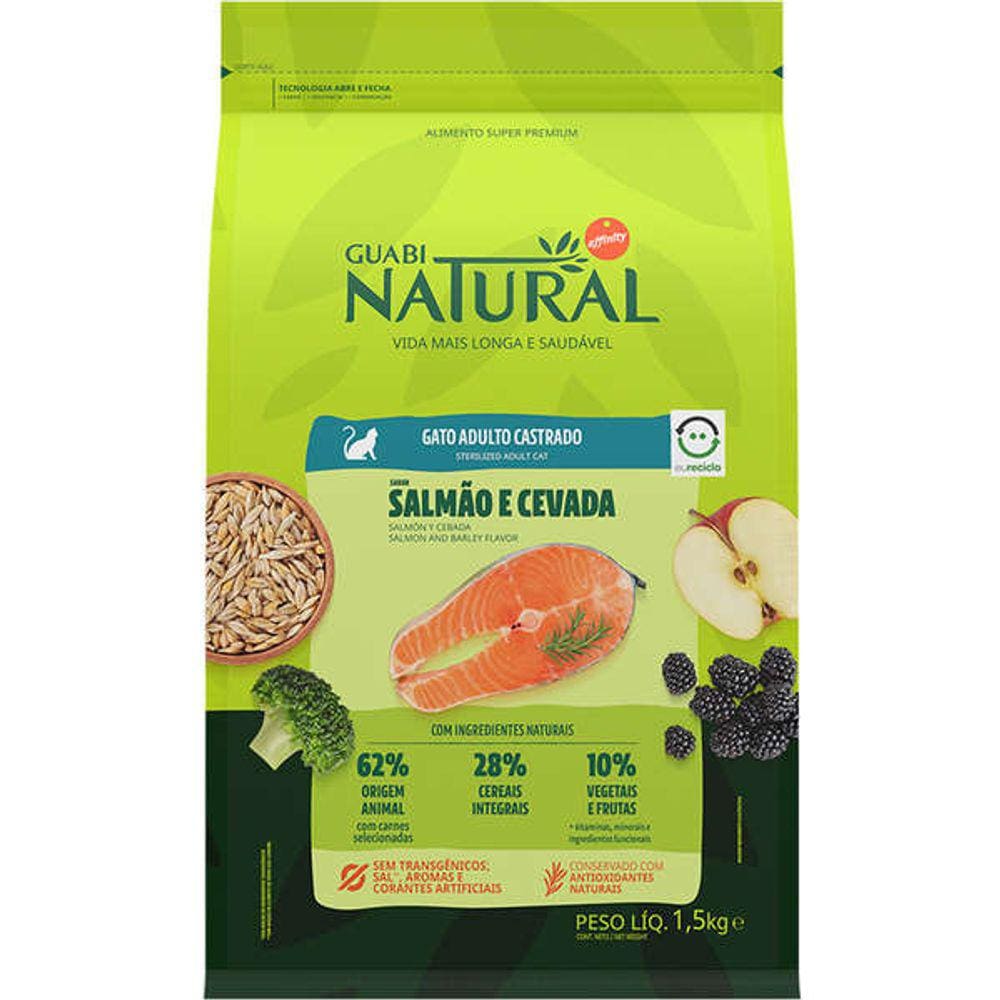 Guabi Natural Gatos Ad.Castr.Salmao/Cevada 1,5Kg