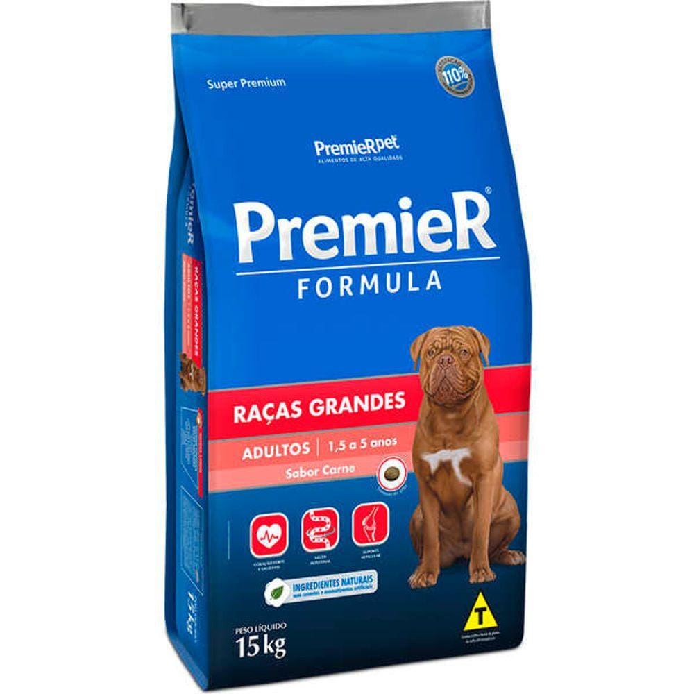 Premier Caes Ad. Raças Grandes Carne 15 Kg