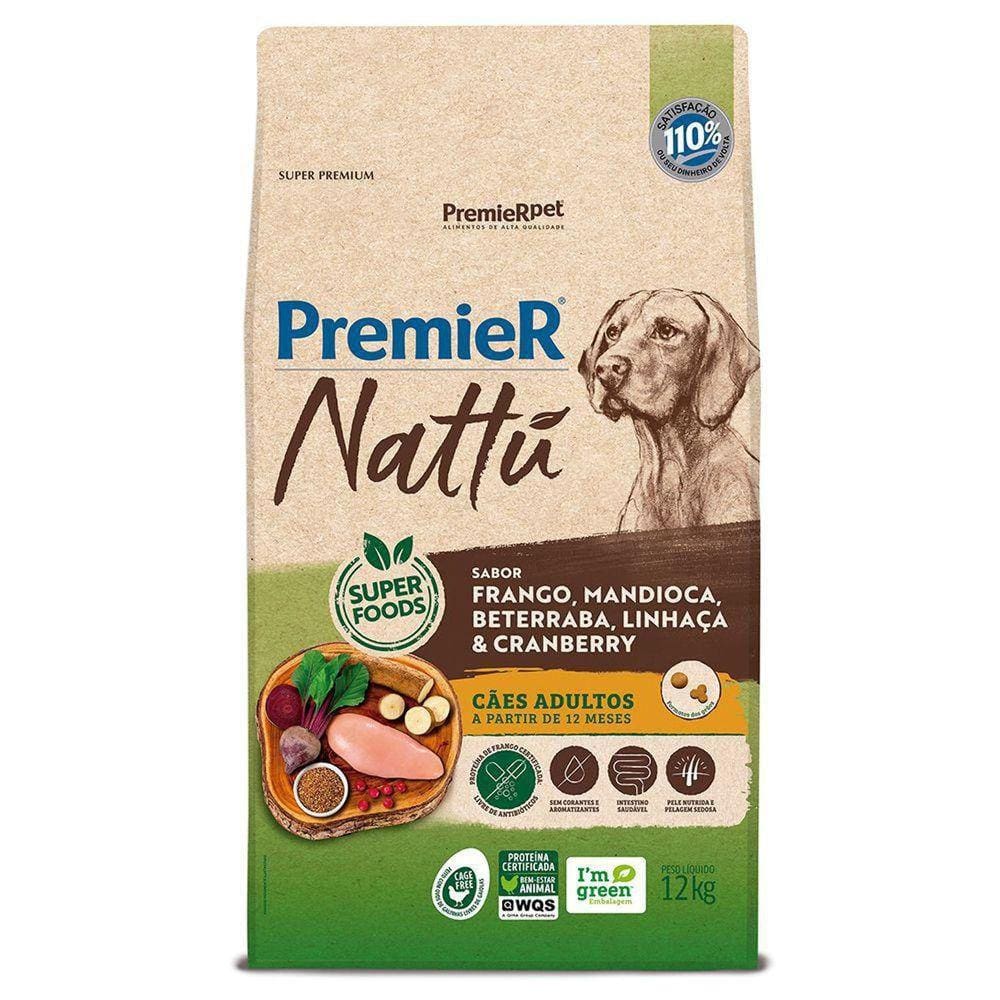 Premier Nattú Caes Ad. Frango/Mandioca 12 Kg
