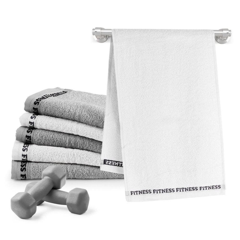 Kit Toalhas Fitness 6 unidades Academia Treino Branca Cinza