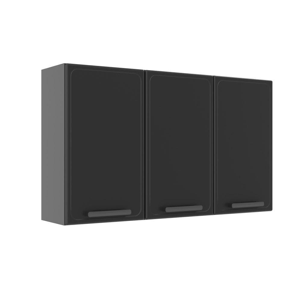 Armário Aéreo em Aço Bertolini Estilo 3 Portas 120cm Grafite