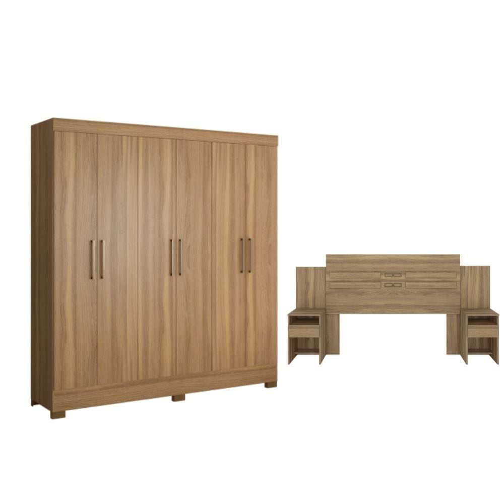 Conjunto Cabeceira e Guarda Roupa Casal Ferrara