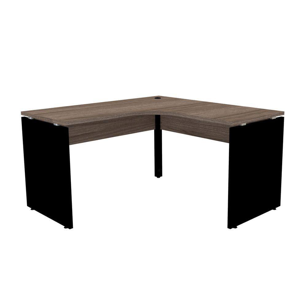 Mesa Em L P/ Escritório 155X155 Pandin P25 - Walnut/Preto