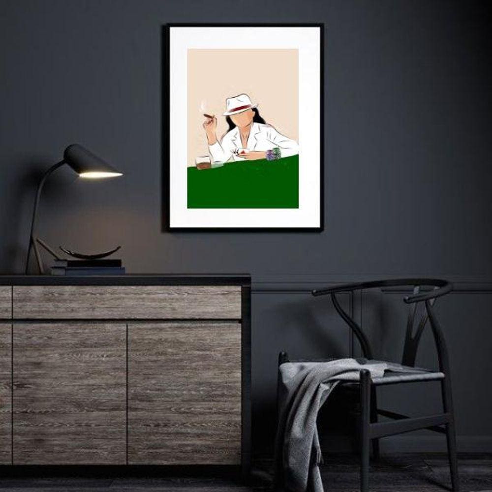 Quadro Maria Navalha Jogando Baralho - 60X48Cm