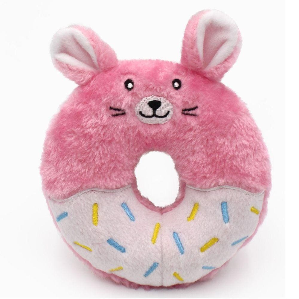Brinquedo Pelúcia Donutz Buddies ZippyPaws Com Apito Para Cães e Gatos Médio - Coelho