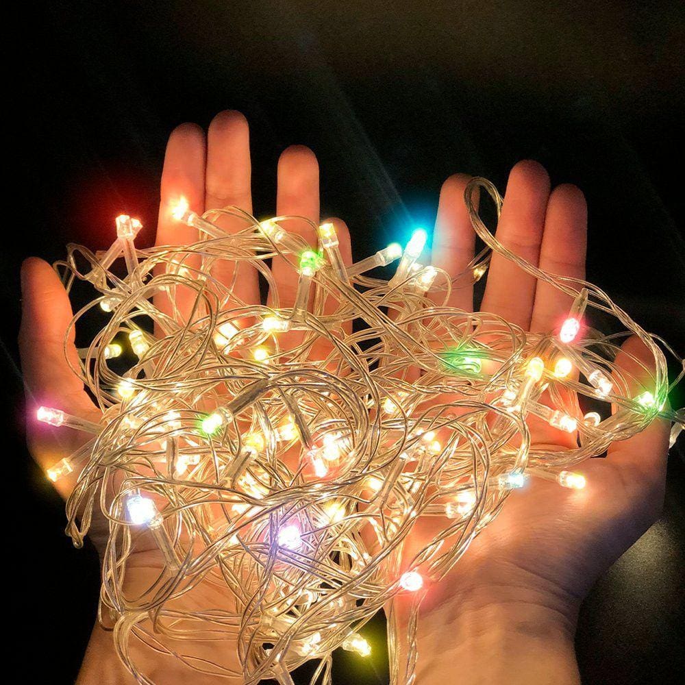 Pisca Pisca 100 LEDs Coloridos Natal 9 Metros 8 funções 127v