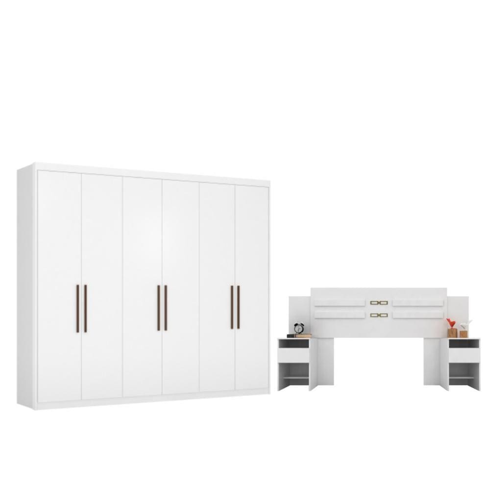 Conjunto Cabeceira e Guarda Roupa Casal Caroline