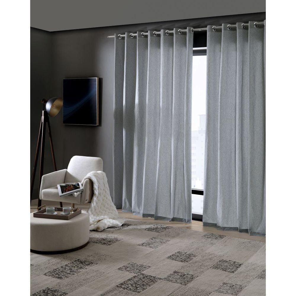 Cortina Rústica Fenícia 3,00x2,30m Efeito Linho Cinza - Bella Janel