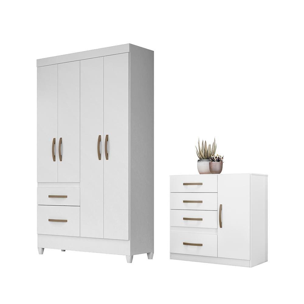 Conjunto Guarda Roupa e Cômoda Petra