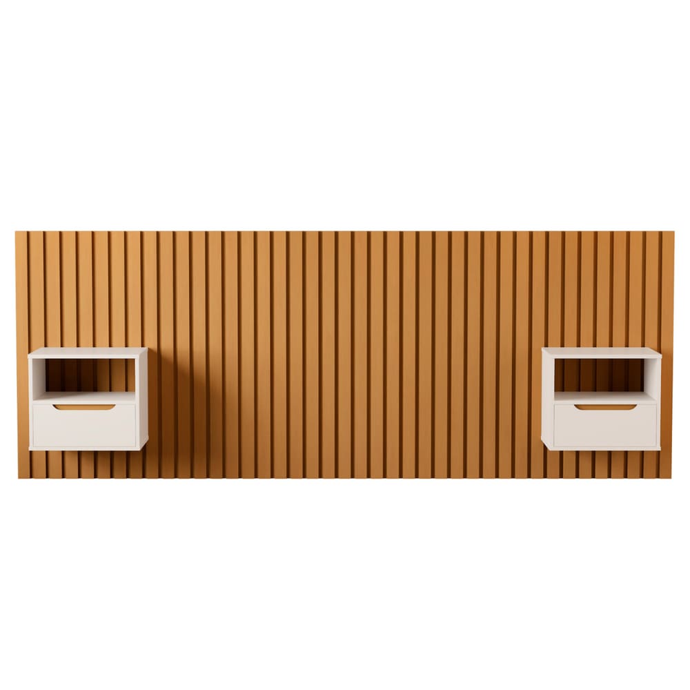 Cabeceira Ripada com Mesinhas Nápoles Nature Pérola