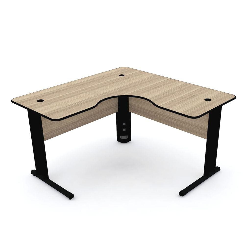 Mesa Em L P/ Escritório 150X150 Pandin Maxxi - Naturalle/Preto
