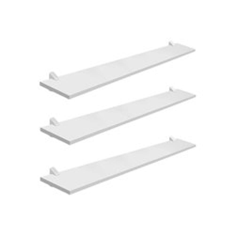 Kit com 3 Prateleira Estante MDF Branca 20x100