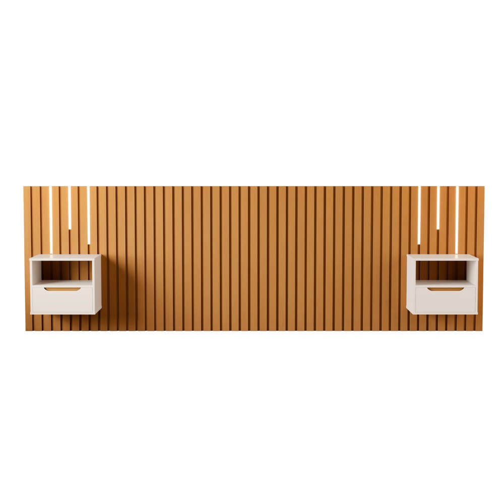 Cabeceira Ripada de Casal com Led Locarno Nature Pérola