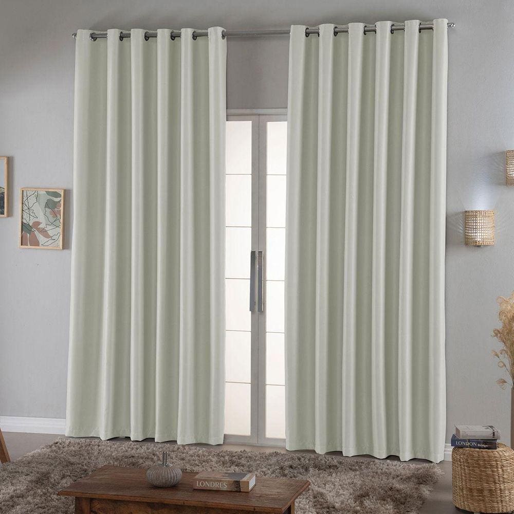 Cortina Blackout 2,70M X 2,50M Em Tecido Palha - Requinte