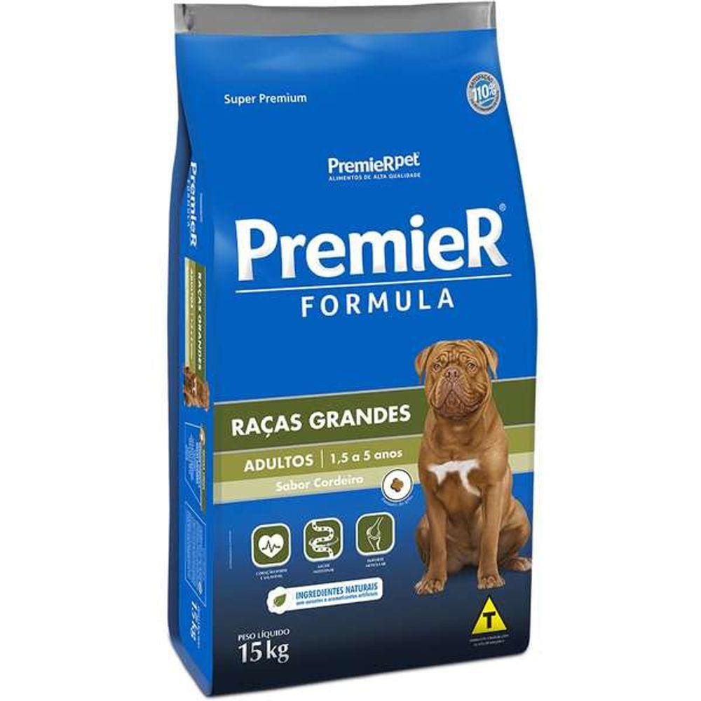 Premier Caes Ad. Raças Grandes Cordeiro 15 Kg