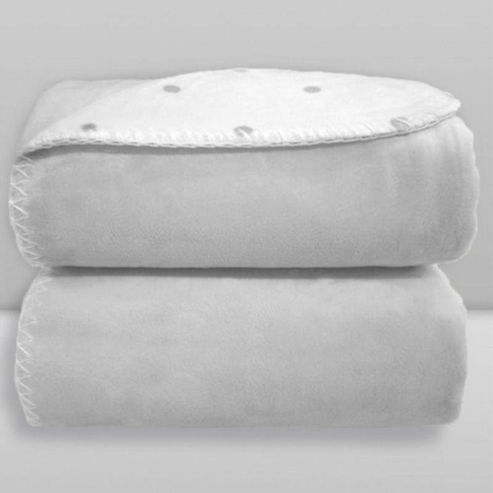 Manta Dupla Face Poá Cinza - Laço Bebê