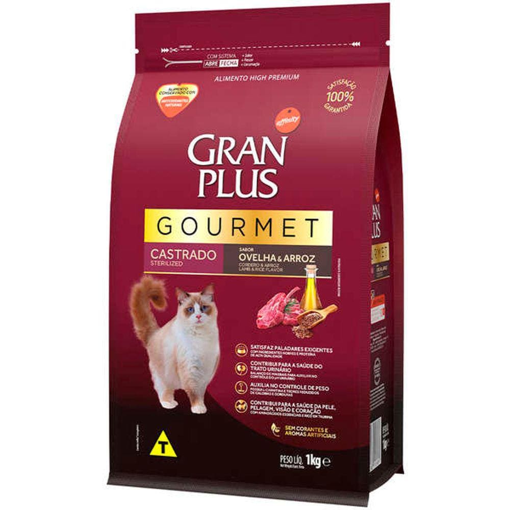 Gran Plus Gourmet Gatos Ad. Castr. Ovelha 1 Kg