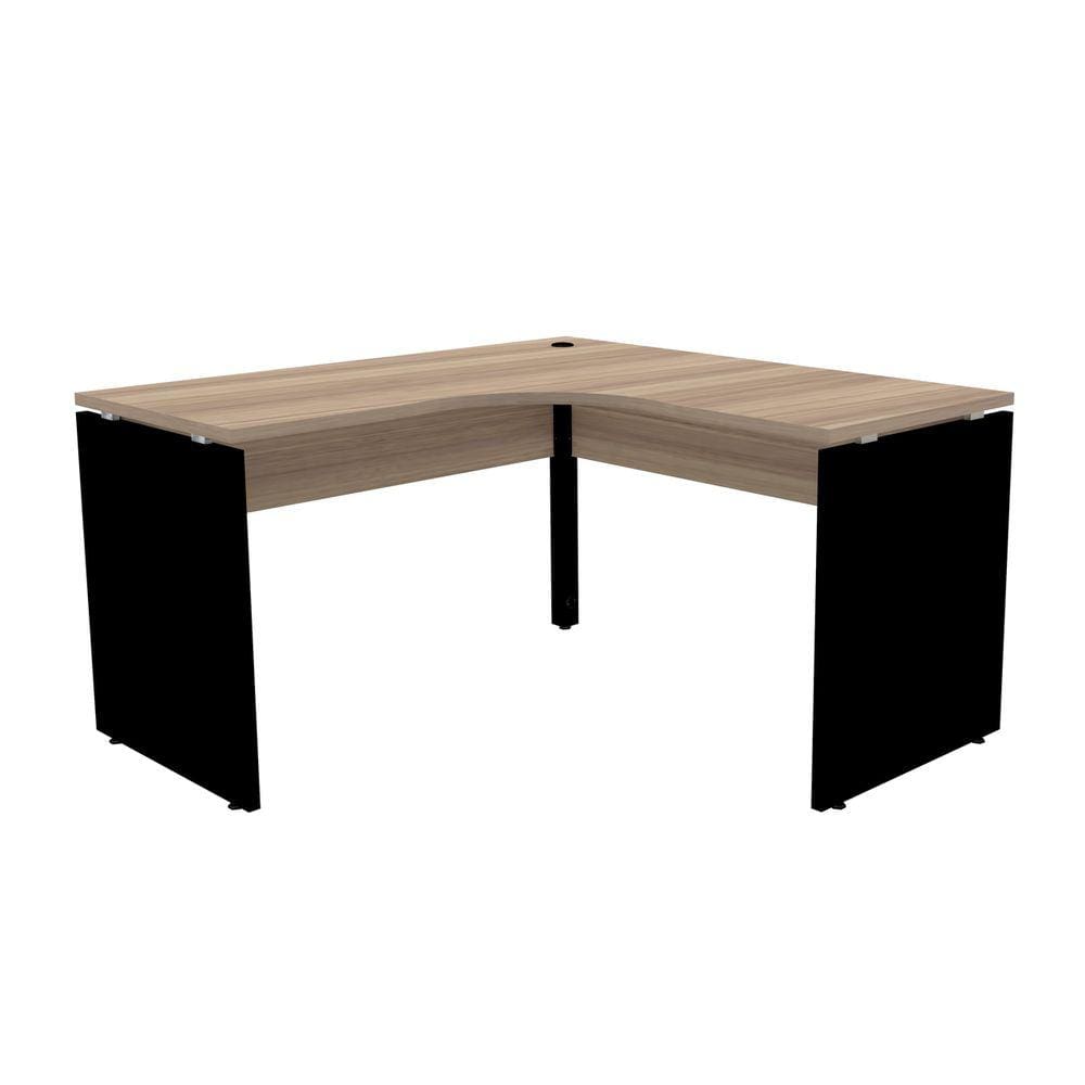 Mesa Em L P/ Escritório 155X155 Pandin P25 - Naturalle/Preto
