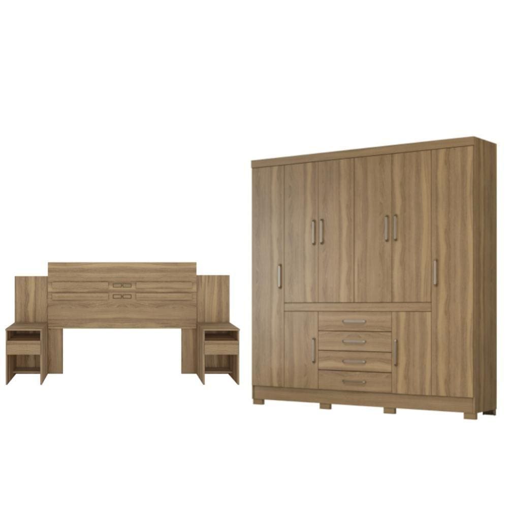 Conjunto Cabeceira e Guarda Roupa Casal Trieste