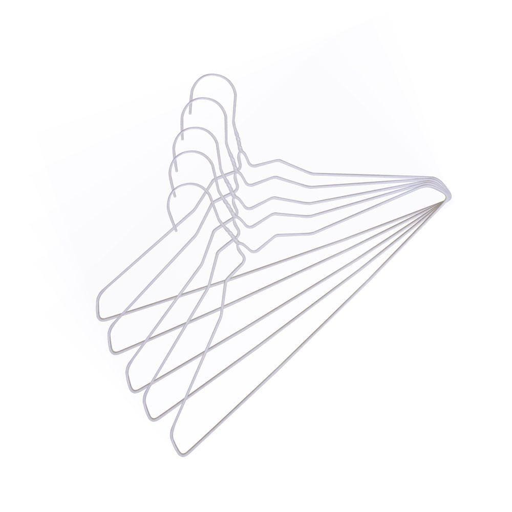 Kit Cabide Metal Encapado Adulto com 5 40x22 cm Branco