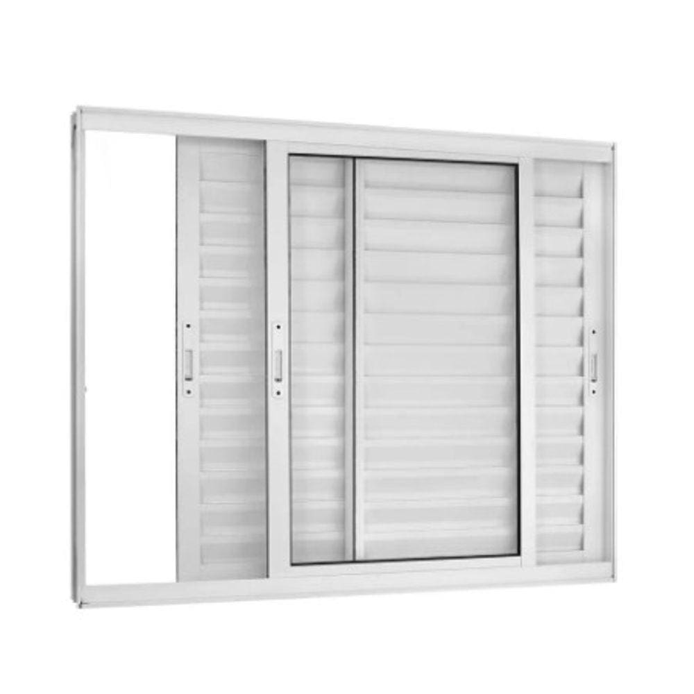 Veneziana 100x100 3 Folhas - Alumínio Branco - Linha 25 Suprema