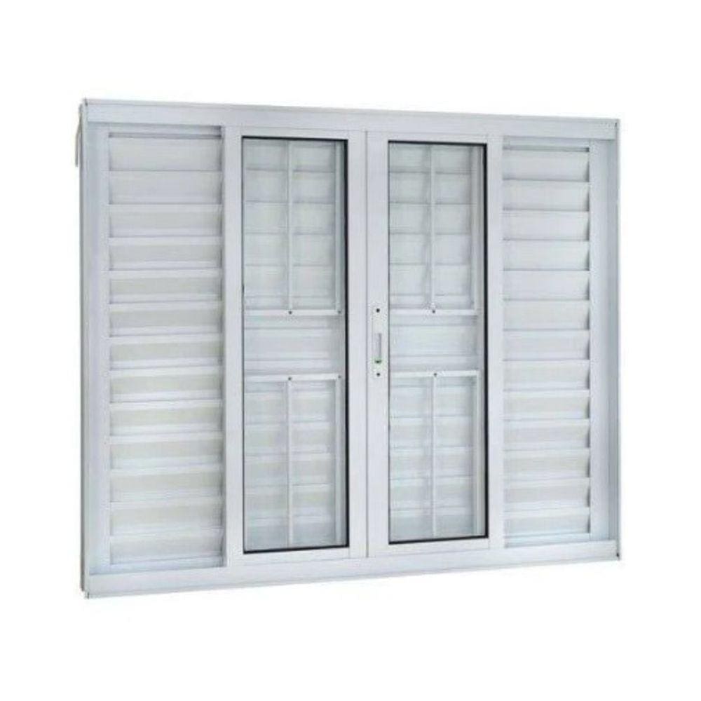 Veneziana 120x200 6 Folhas c/Grade - Alumínio Branco - Linha 25 Suprema